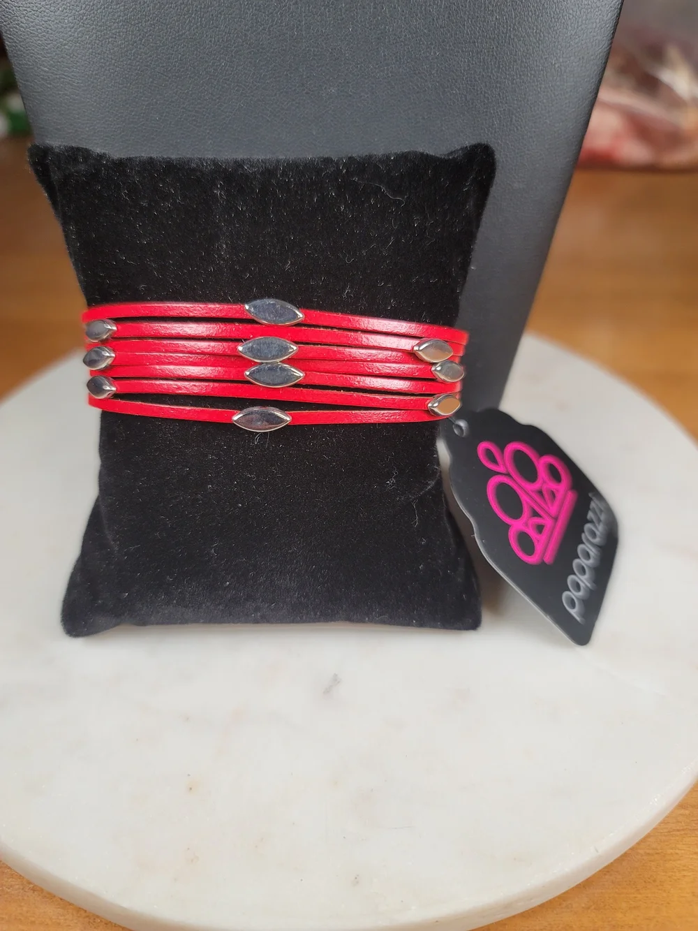 paparazzi Red Multi-Strap Bracelet with Silver Accents